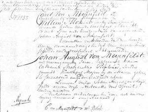 Aangifte overlijden Johan August von Meijenfeldt